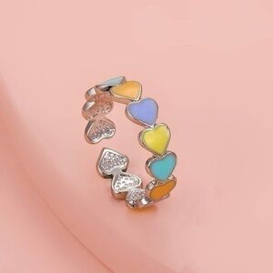 Mixed Colored Heart Ring